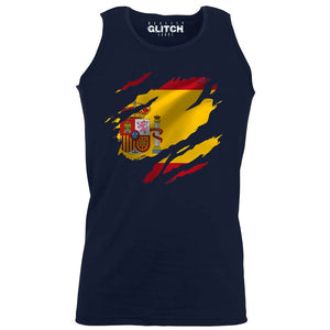 Reality Glitch Torn Spain Flag Mens Vest