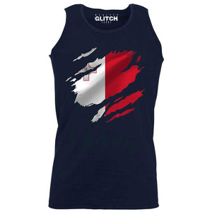 Reality Glitch Torn Malta Flag Mens Vest