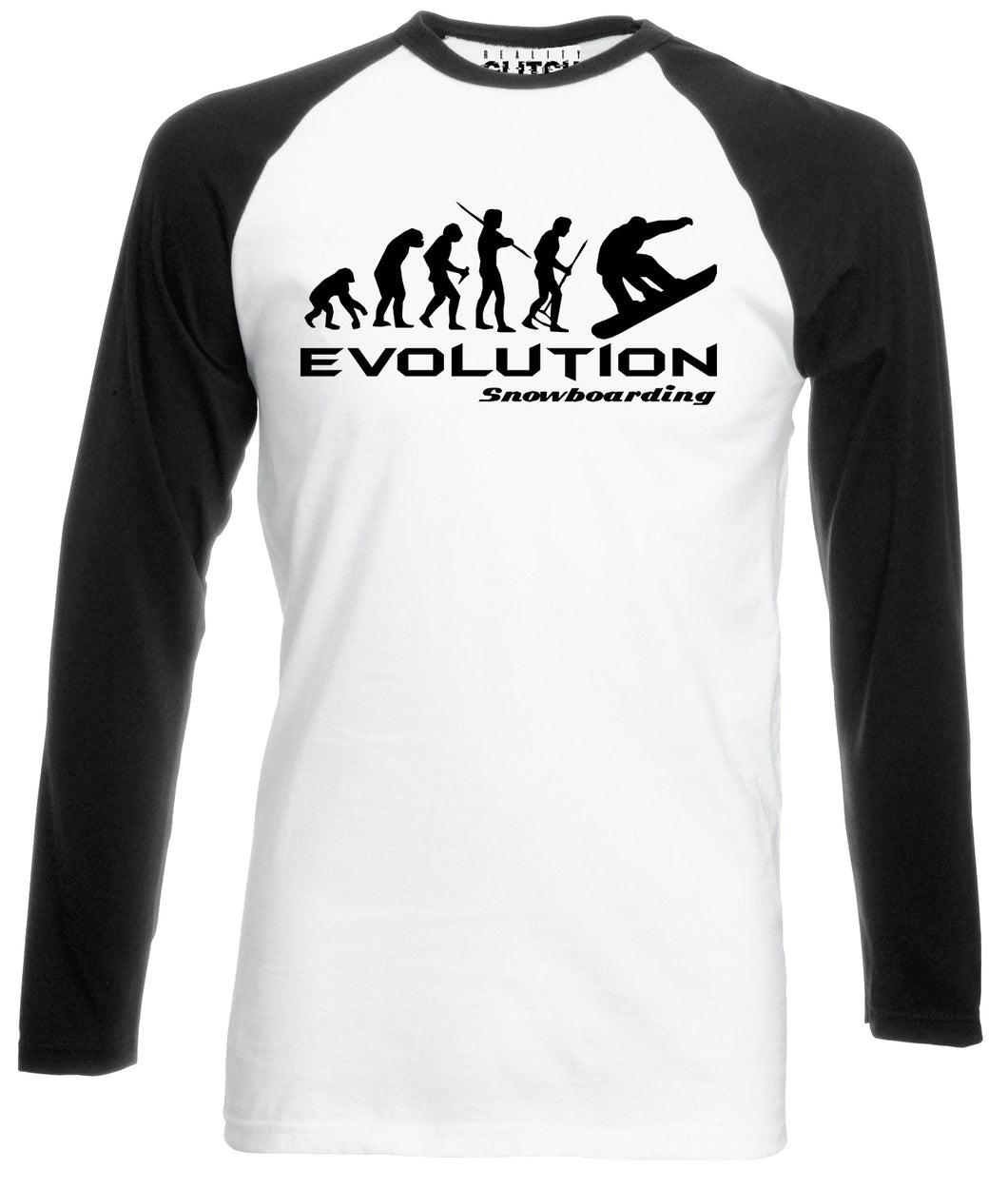 Reality Glitch Evolution of Snowboarding Mens Baseball Shirt - Long Sleeve