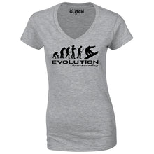 Reality Glitch Evolution of Snowboarding Womens T-Shirt - V-Neck