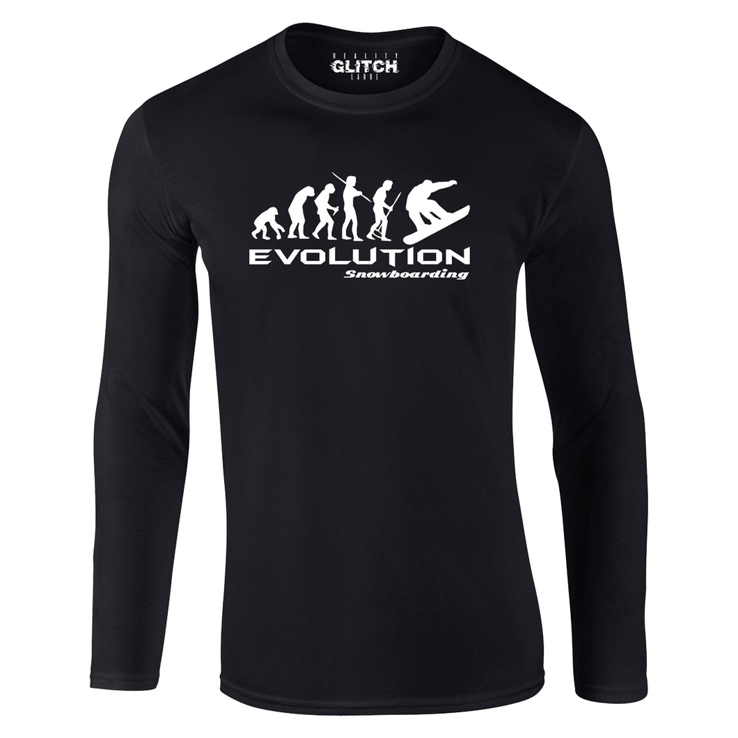 Reality Glitch Evolution of Snowboarding Mens T-Shirt - Long Sleeve