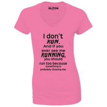 Reality Glitch I Don't Run Womens T-Shirt - V-Neck