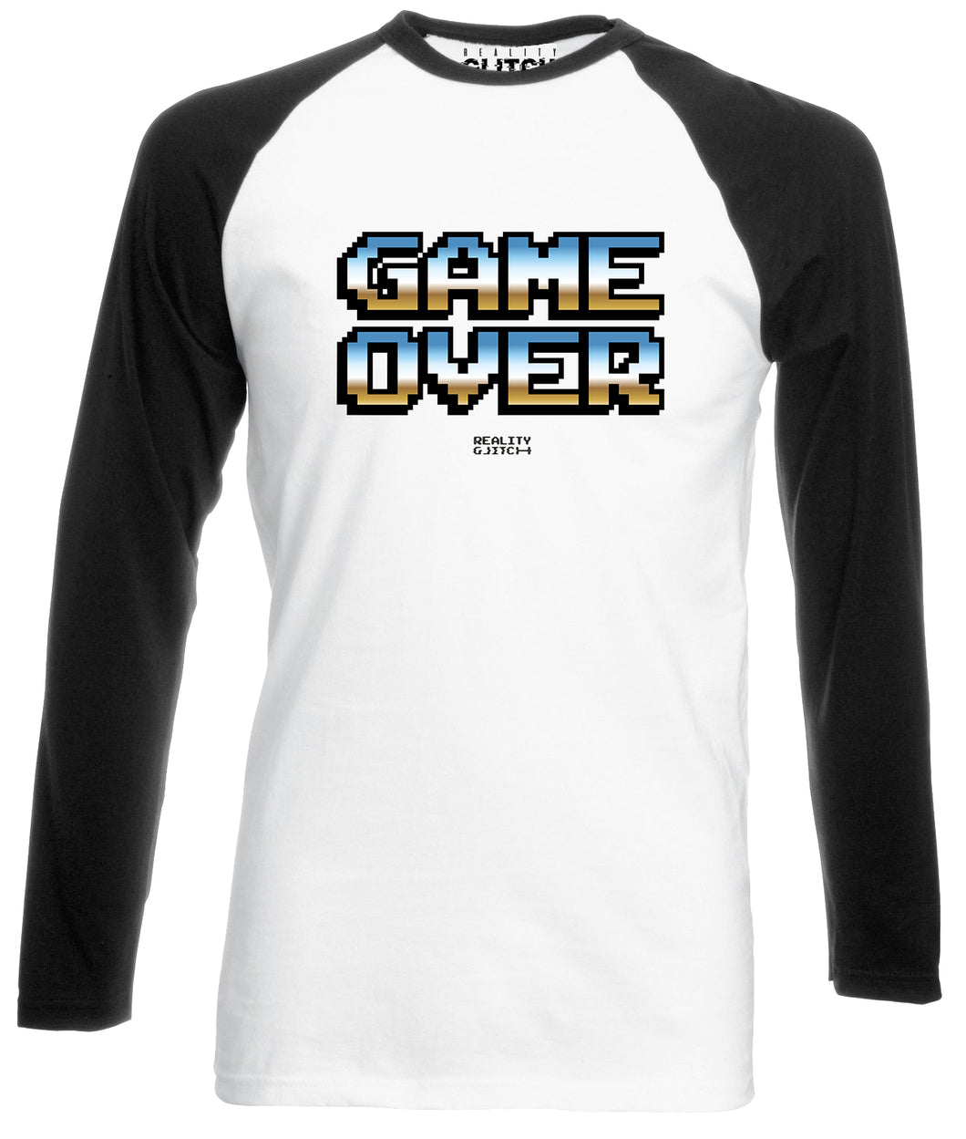 Reality Glitch Game Over Retro 80's Mens Baseball Shirt - Long Sleeve