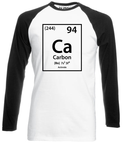 Reality Glitch Carbon Element Periodic Table Mens Baseball Shirt - Long Sleeve