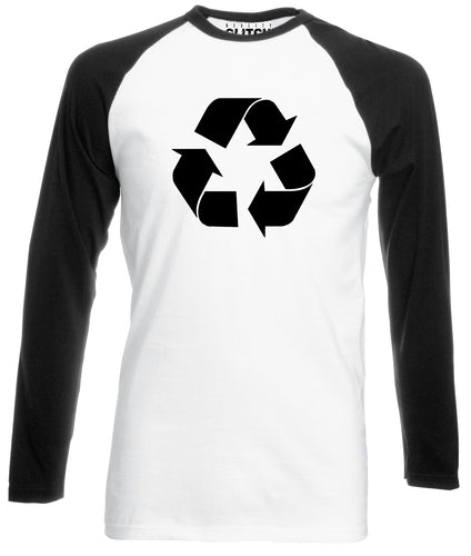 Reality Glitch Recycling Symbol Mens Baseball Shirt - Long Sleeve