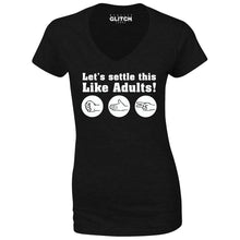 Reality Glitch Rock Paper Scissors Womens T-Shirt - V-Neck