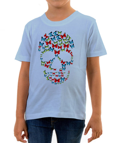 Reality Glitch Butterfly Skull Kids T-Shirt