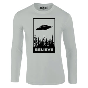 Reality Glitch Believe in UFOs Mens T-Shirt - Long Sleeve