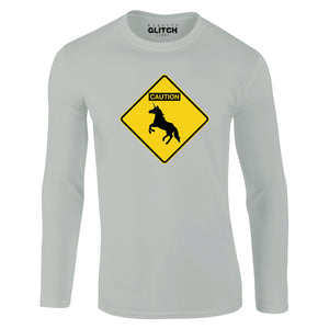 Reality Glitch Caution Unicorns Mens T-Shirt - Long Sleeve