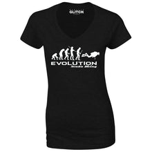 Reality Glitch Evolution of Scuba Diving Womens T-Shirt - V-Neck