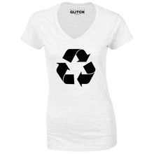 Reality Glitch Recycling Symbol Womens T-Shirt - V-Neck