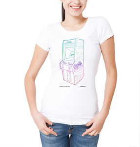 Reality Glitch 1 UP Neon Retro Arcade Womens T-Shirt