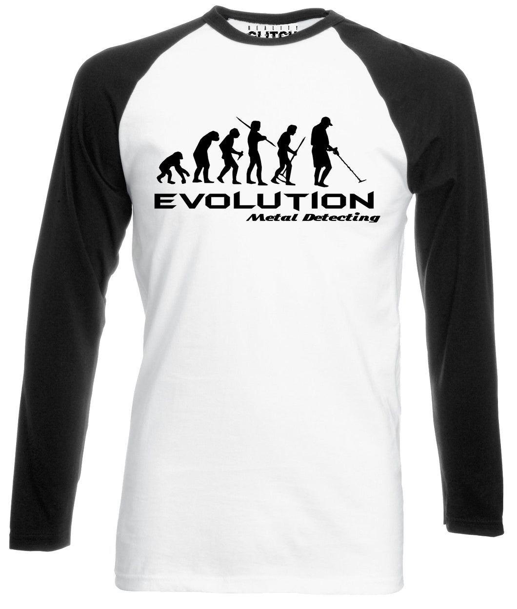 Reality Glitch Evolution of Metal Detector Mens Baseball Shirt - Long Sleeve