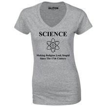 Reality Glitch Science Making Religion Look Stupid Womens T-Shirt - V-Neck