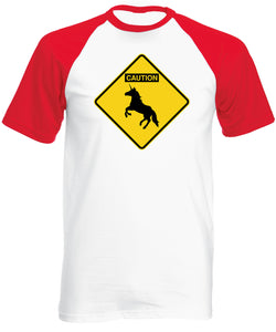 Reality Glitch Caution Unicorns Mens Baseball Shirt