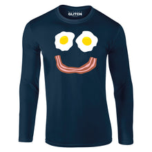 Reality Glitch Bacon and Eggs Smile Mens T-Shirt - Long Sleeve