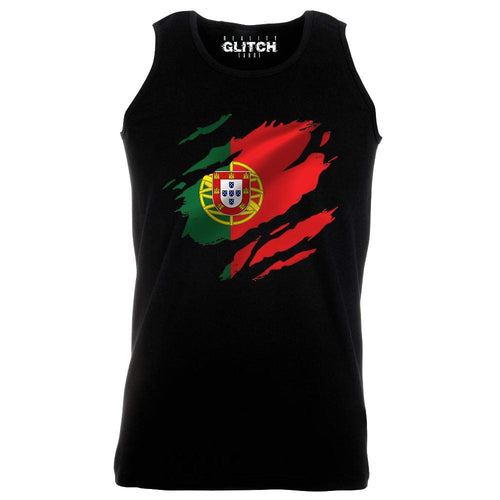 Reality Glitch Torn Portugal Flag Mens Vest