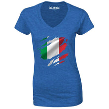 Reality Glitch Torn Italy Flag Womens T-Shirt - V-Neck