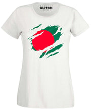 Reality Glitch Torn Bangladesh Flag Womens T-Shirt