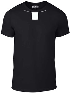 Men's Black T-Shirt With a Dog Colar Neck Printed Design