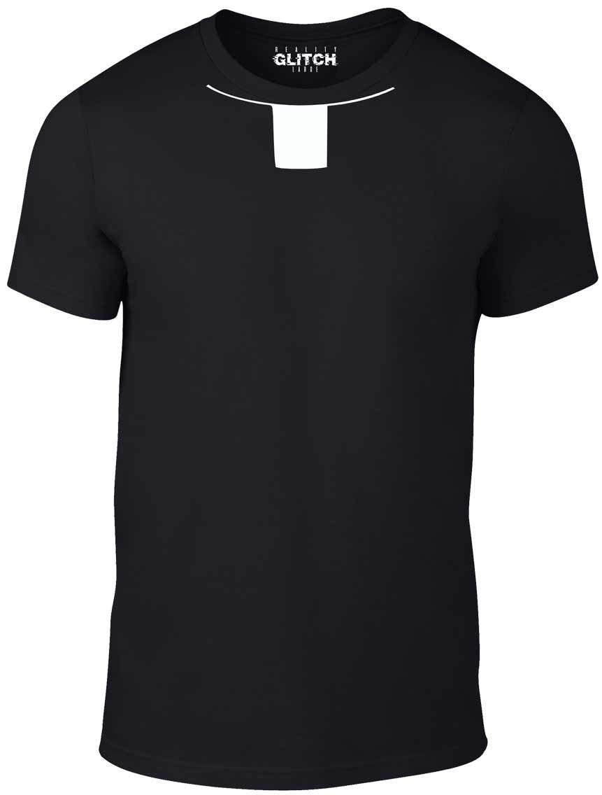 Men's Black T-Shirt With a Dog Colar Neck Printed Design