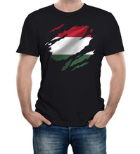 Reality Glitch Torn Hungary Flag Mens T-Shirt