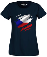 Reality Glitch Torn Czech Republic Flag Womens T-Shirt