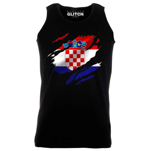 Reality Glitch Torn Croatia Flag Mens Vest
