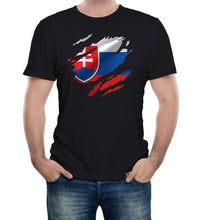 Reality Glitch Torn Slovakia Flag Mens T-Shirt