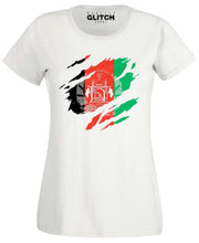 Reality Glitch Torn Afghanistan Flag Womens T-Shirt