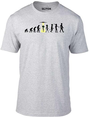 Men's Burgundy T-Shirt With a  Evolution of Alien Abduction  Printed Design
