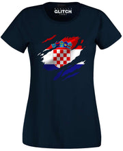 Reality Glitch Torn Croatia Flag Womens T-Shirt
