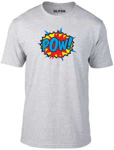 Men's Grey T-Shirt With a Pow comic book style Printed Design