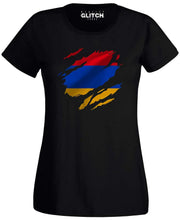 Reality Glitch Torn Armenia Flag Womens T-Shirt