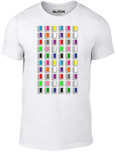 Men's White T-Shirt With a Colourful Cartridges  Printed Design