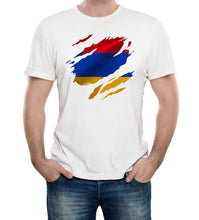 Reality Glitch Torn Armenia Flag Mens T-Shirt