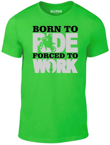 Men's Kawasaki Green T-Shirt With a Born to Ride Forced to Work  Printed Design