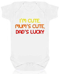 I'm Cute Mum's Cute Dad's Lucky Short Sleeve Babygrow