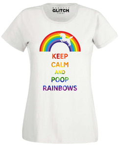 Women's Keep Calm Poop Rainbows T-Shirt