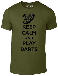 Men's Military Green T-shirt With a Dart Board Printed Design