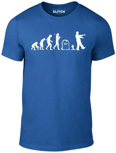 Men's Royal Blue T-shirt With a zombie evolution Printed Design