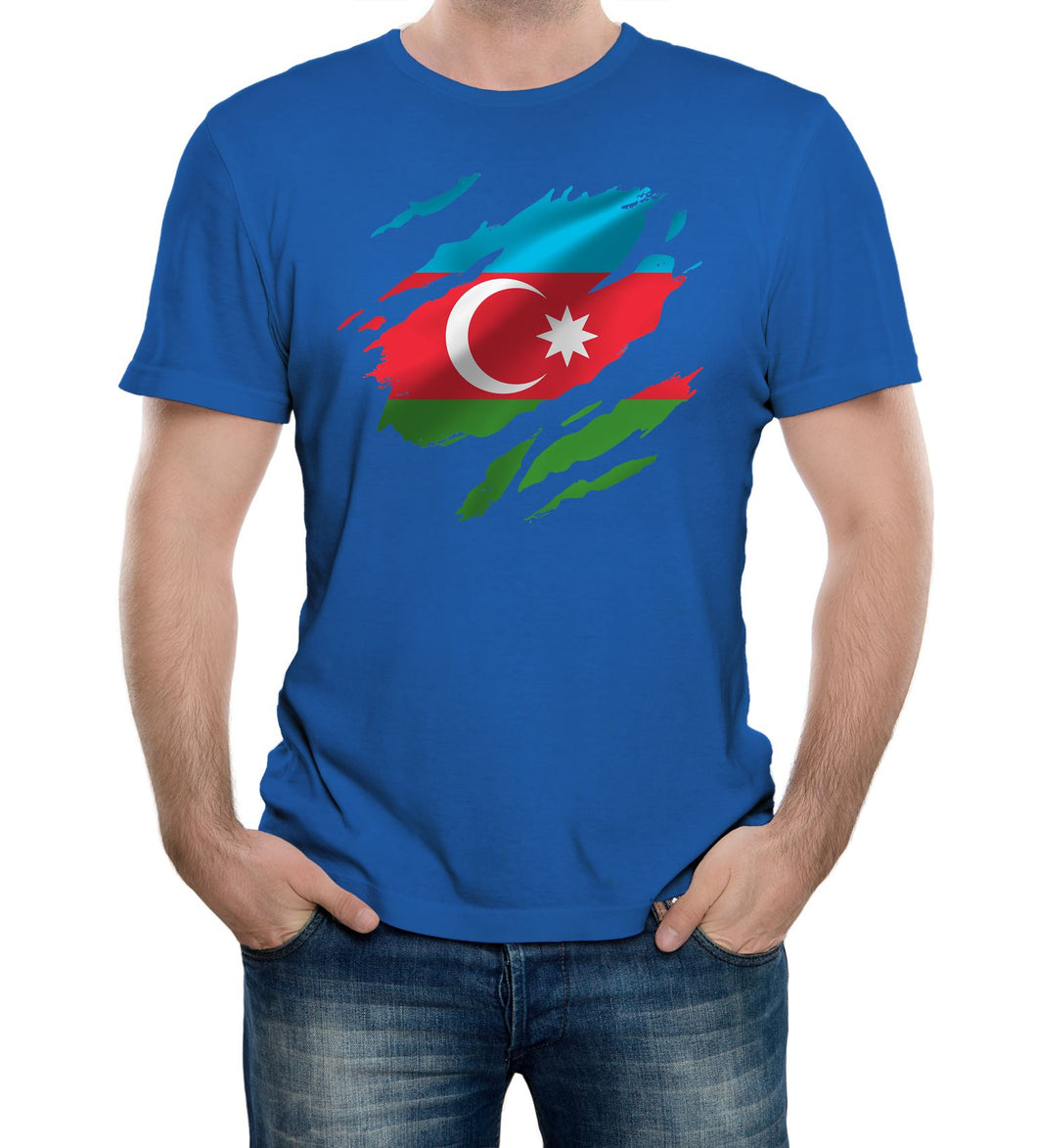 Reality Glitch Torn Azerbaijan Flag Mens T-Shirt