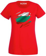 Reality Glitch Torn Bulgaria Flag Womens T-Shirt