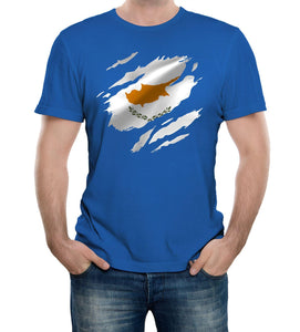 Reality Glitch Torn Cyprus Flag Mens T-Shirt