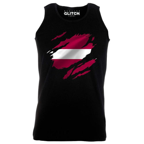 Reality Glitch Torn Latvia Flag Mens Vest