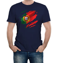 Reality Glitch Torn Portugal Flag Mens T-Shirt