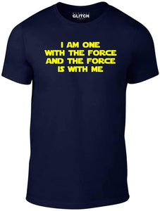 Men's Navy Blue T-Shirt With a  I am one with the Force slogan Printed Design