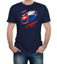 Reality Glitch Torn Slovakia Flag Mens T-Shirt