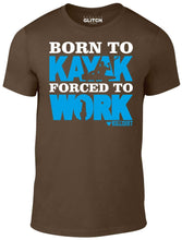 Men's Dark Grey T-Shirt With a Born to Kayak Forced to Work  Printed Design
