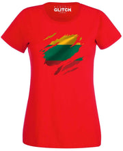 Reality Glitch Torn Lithuania Flag Womens T-Shirt